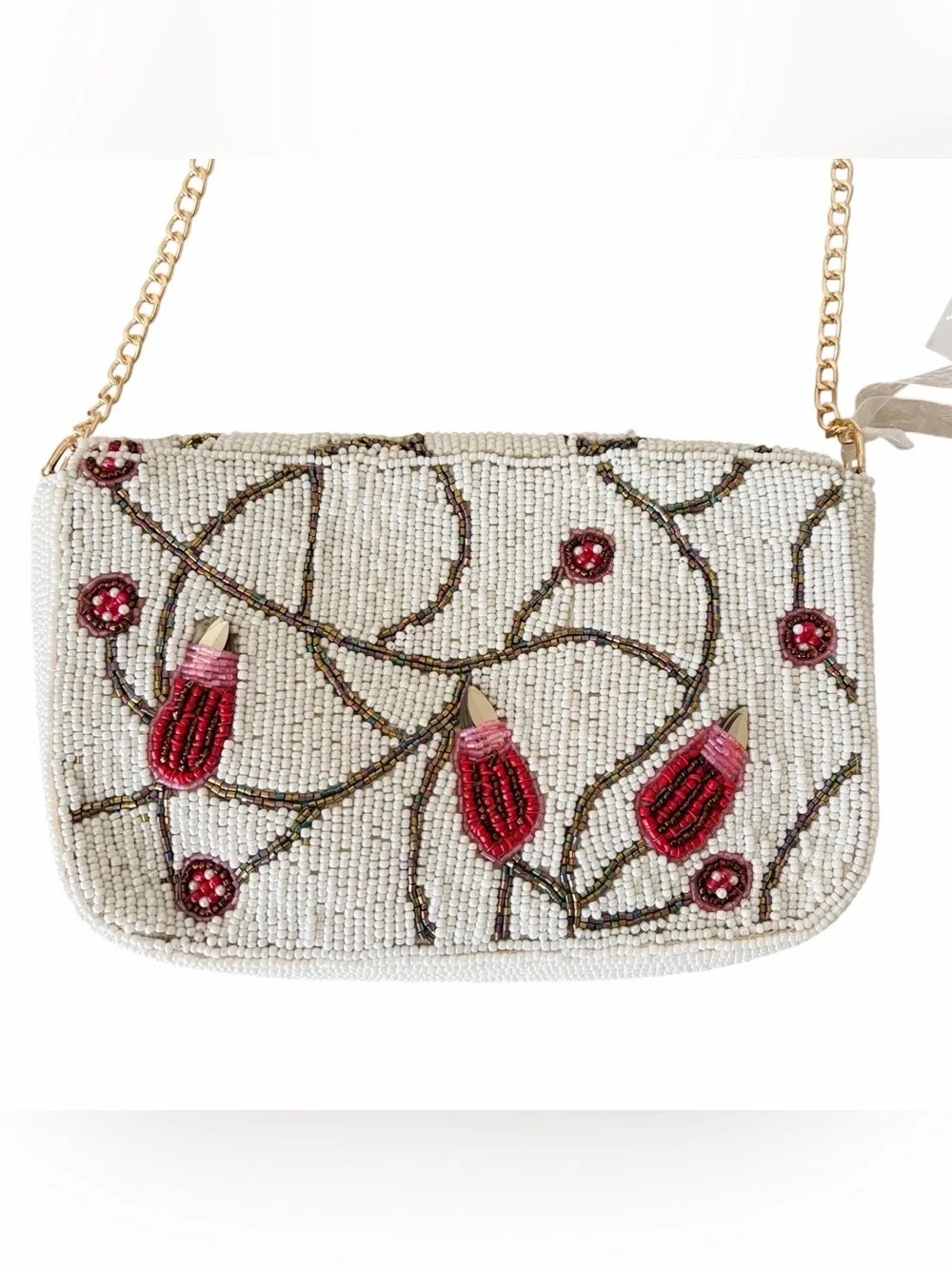 NWT Beaded Floral Hummingbird Embellished Crossbody Bag - Picture 2 of 5
